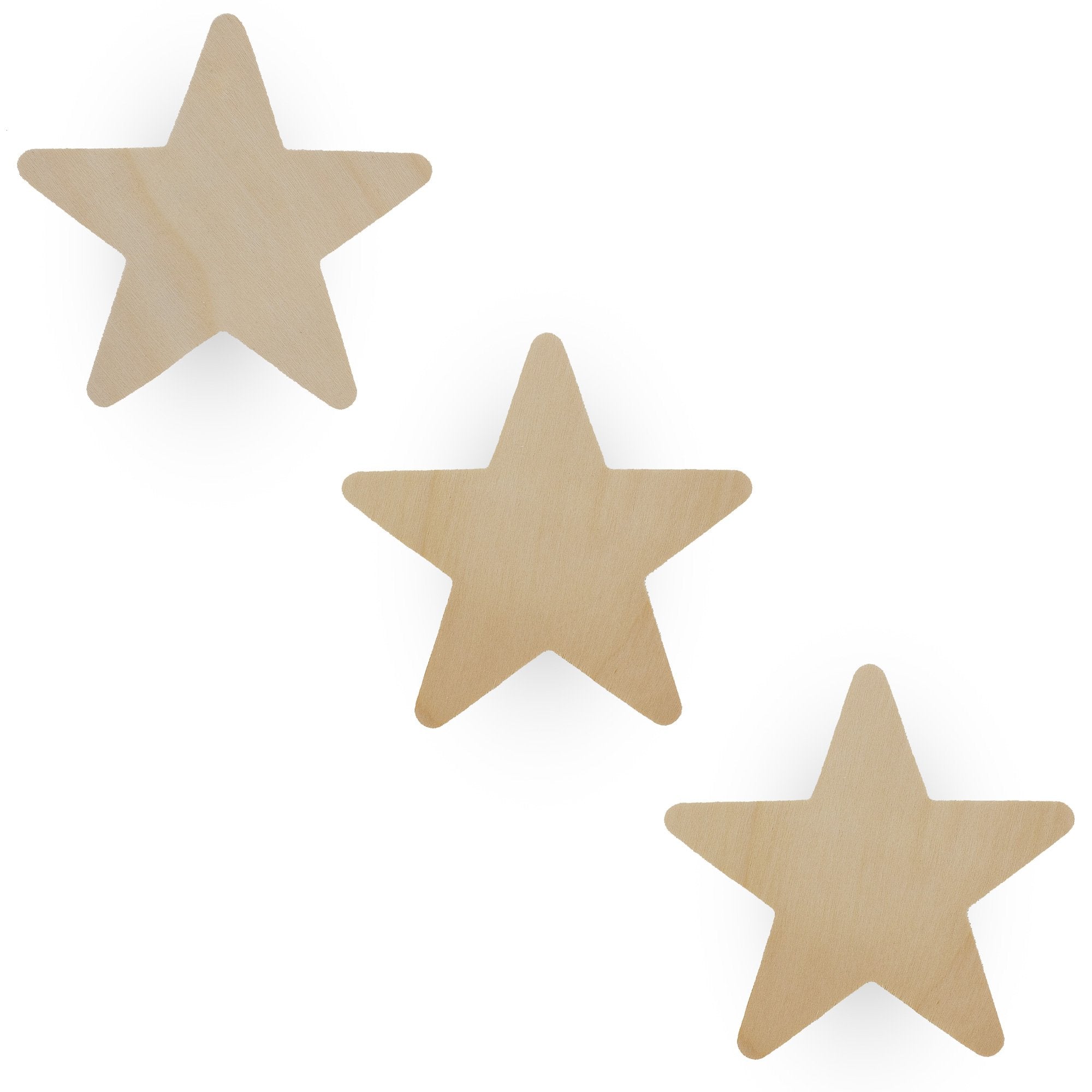 3 Unfinished Wooden Star Shapes Cutouts Diy Crafts 3.9 Inches