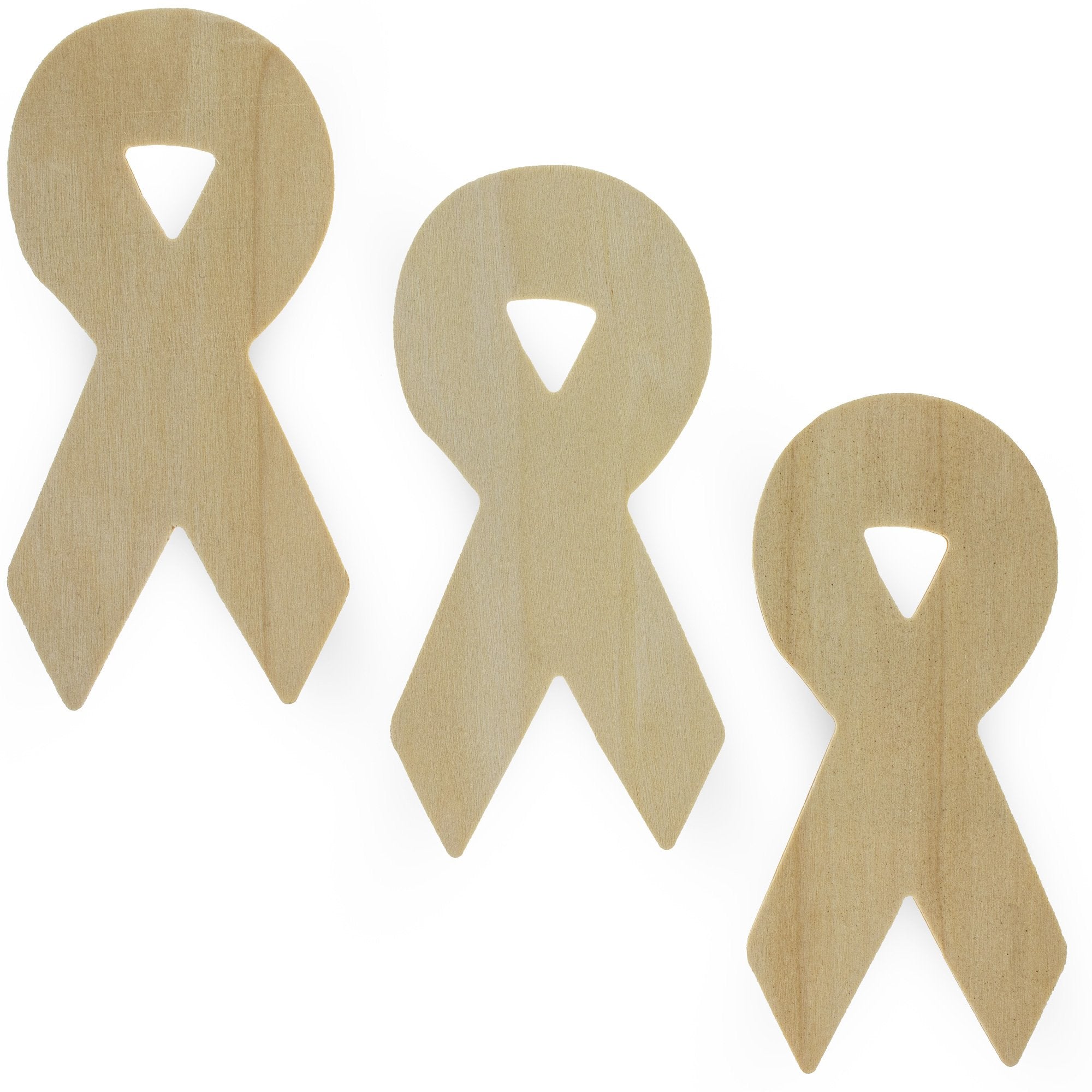 3 Unfinished Wooden Awareness Ribbon Shapes Cutouts Diy Crafts  5.8 Inches