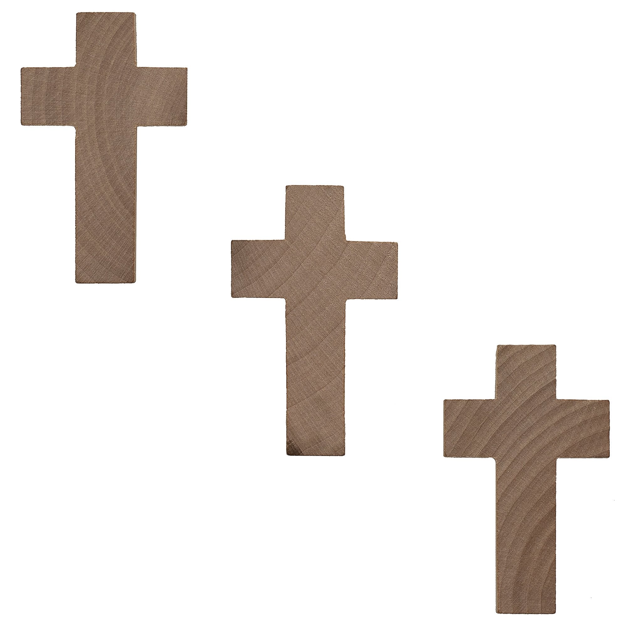 3 Unfinished Wooden Cross Shapes Cutouts Diy Crafts 2.7 Inches