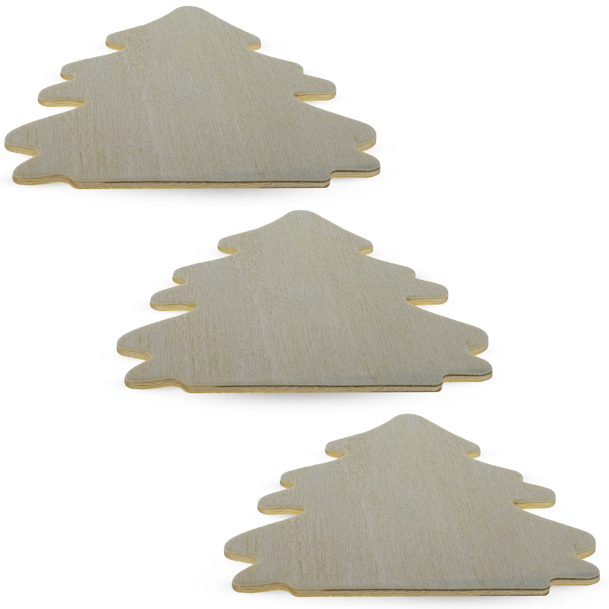 3 Unfinished Wooden Christmas Tree Shapes Cutouts Diy Crafts 4.13 Inches