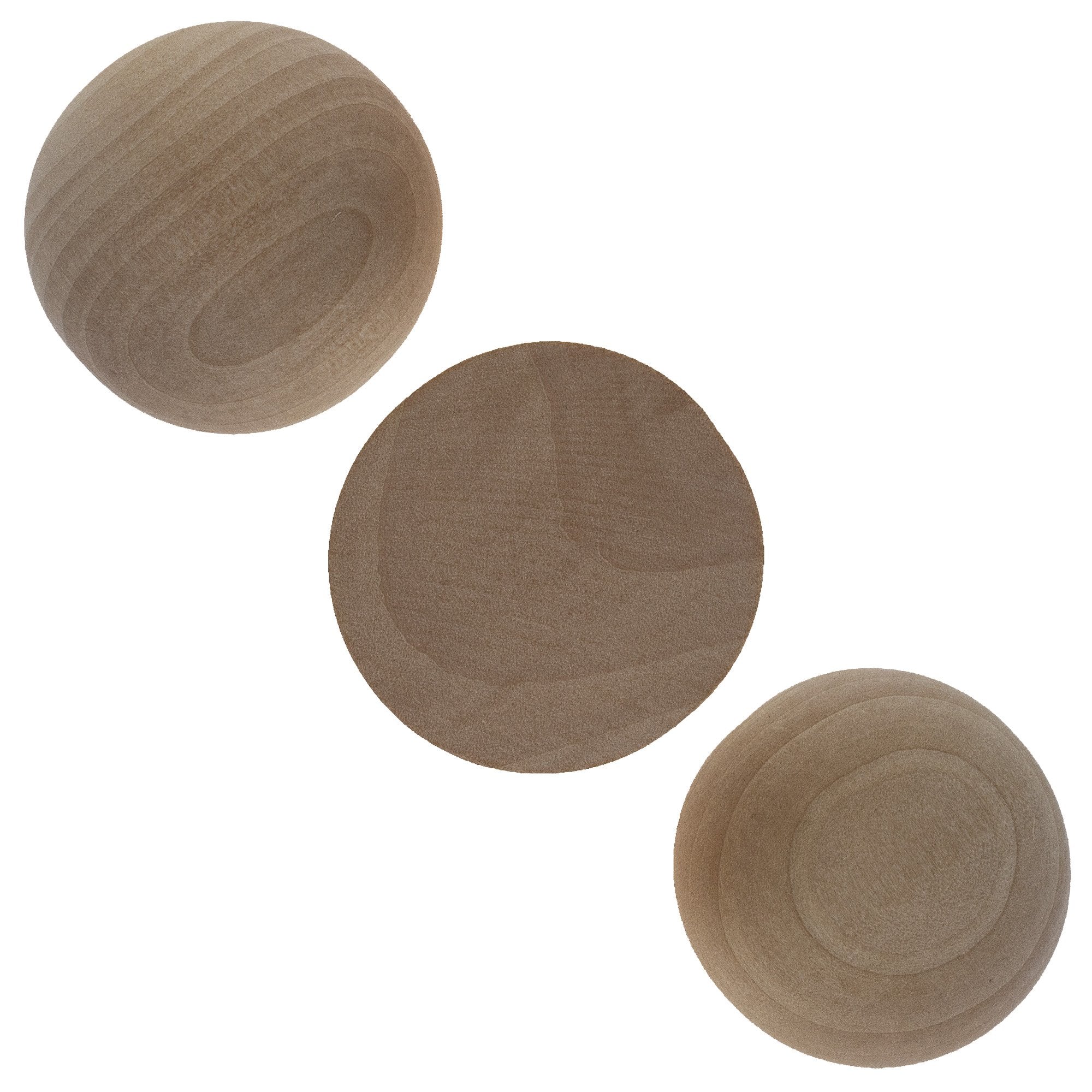 3 Unfinished Blank Wooden Split In Half Balls 2.5 Inches