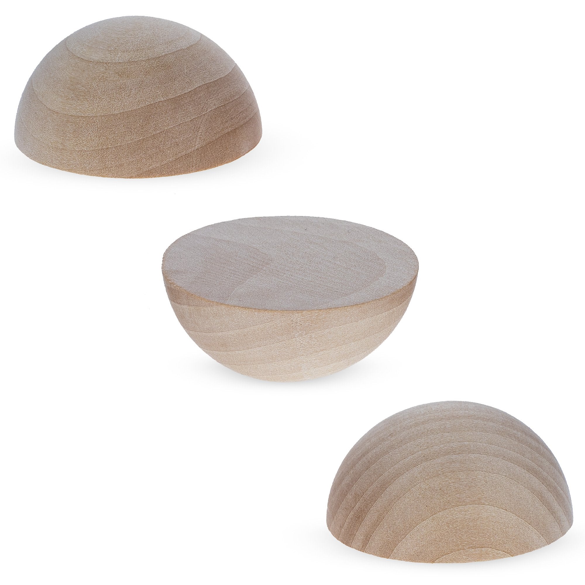 3 Unfinished Blank Wooden Split In Half Balls 2.5 Inches