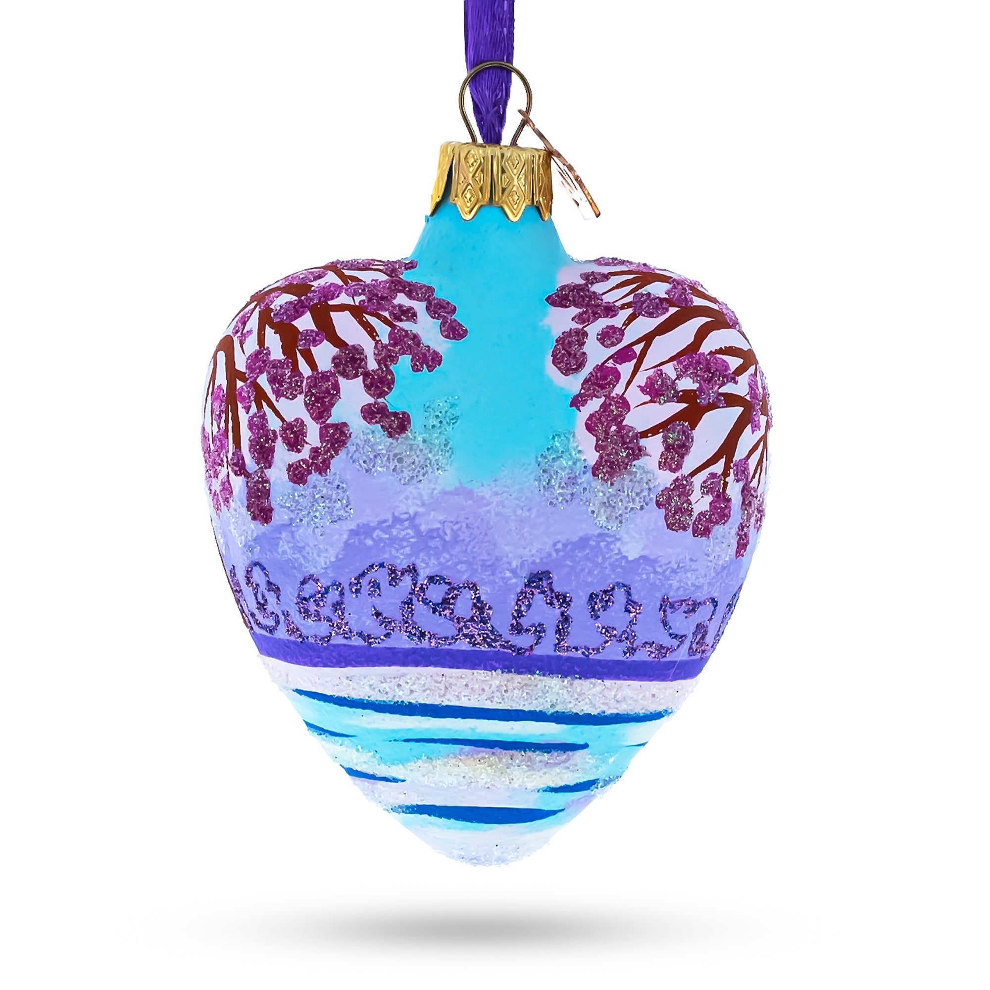 Swans In Love Glass Heart Christmas Ornament