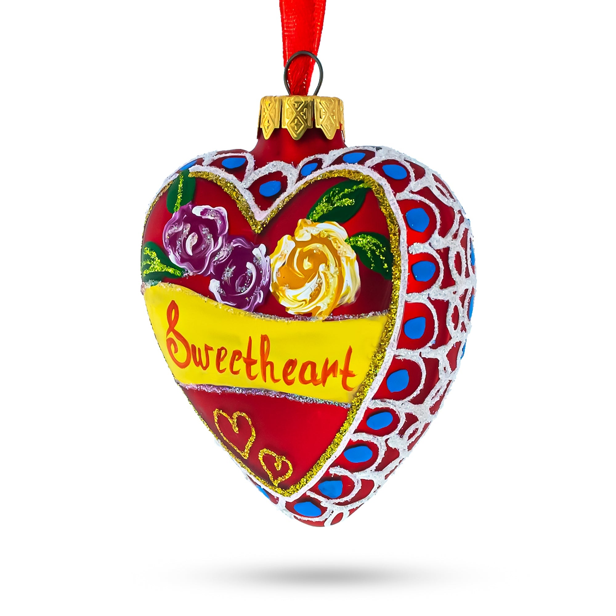 To My Sweetheart Glass Heart Christmas Ornament