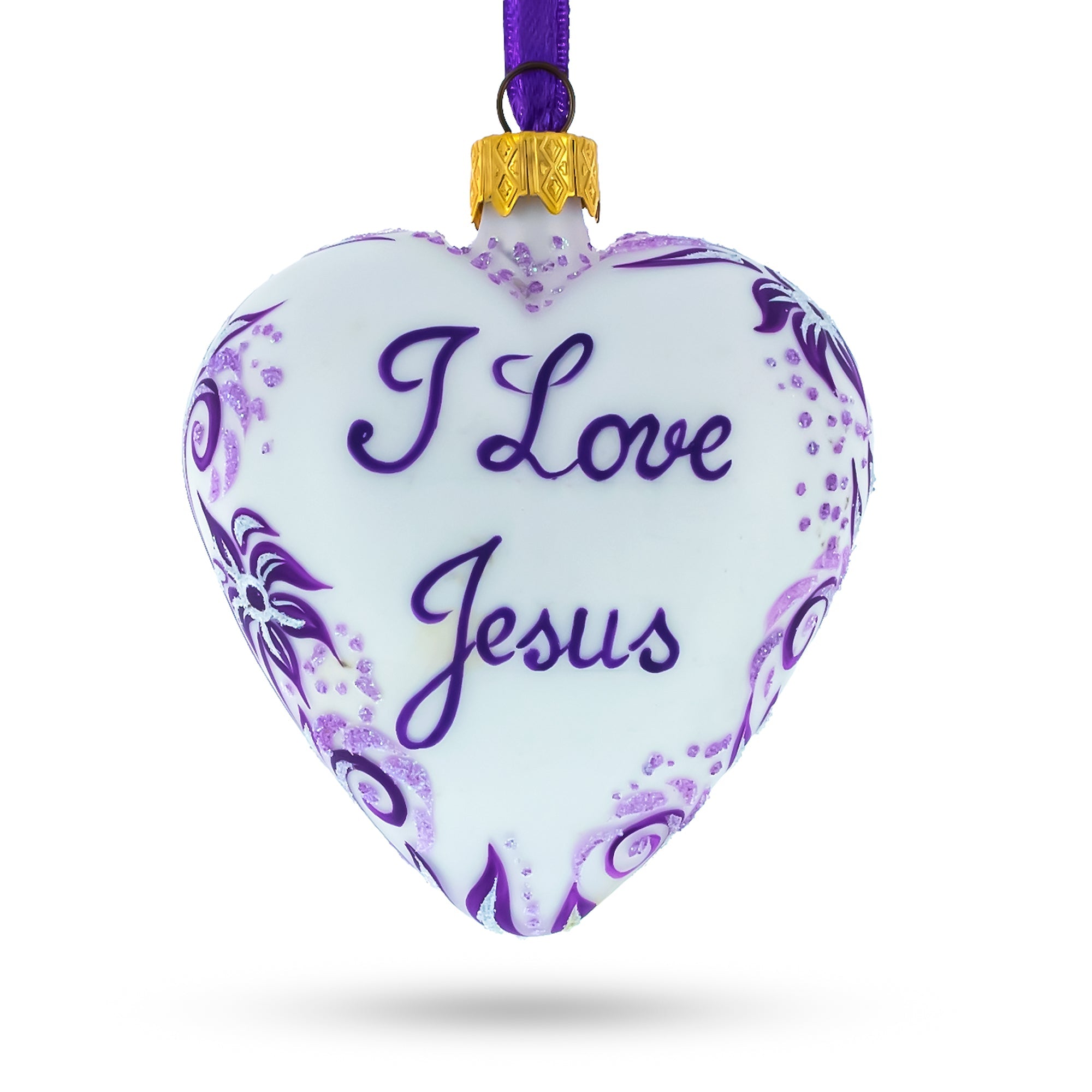 I Love Jesus Glass Christmas Ornament