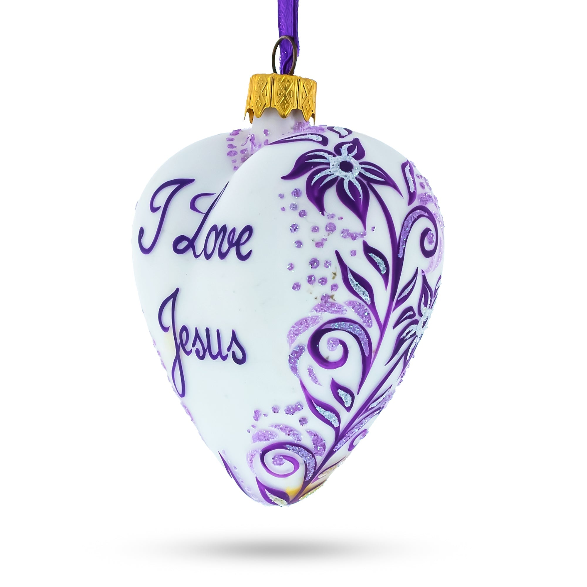 I Love Jesus Glass Christmas Ornament