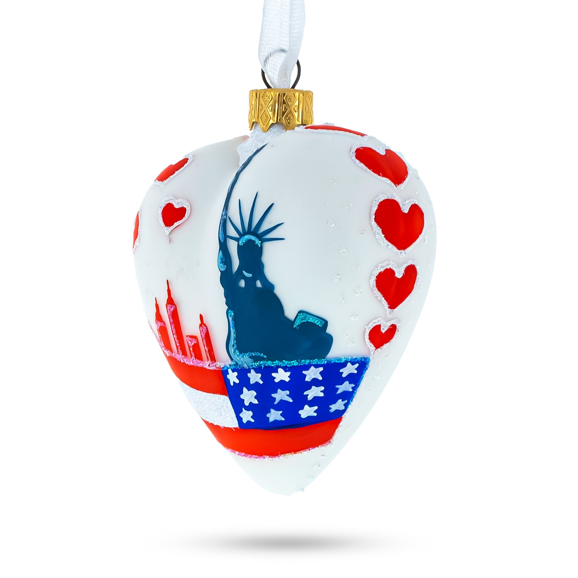 I Love New York Heart Glass Christmas Ornament