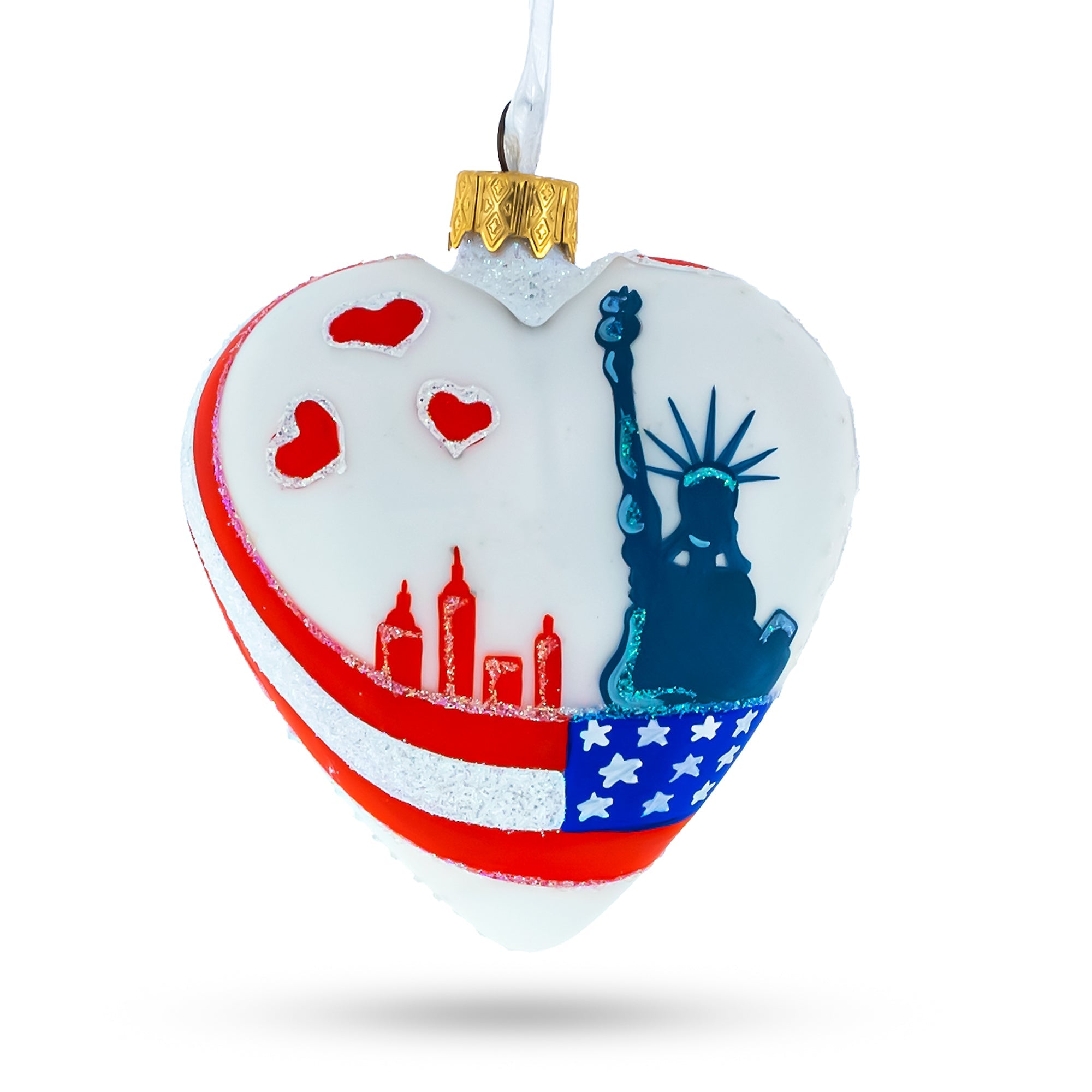 I Love New York Heart Glass Christmas Ornament