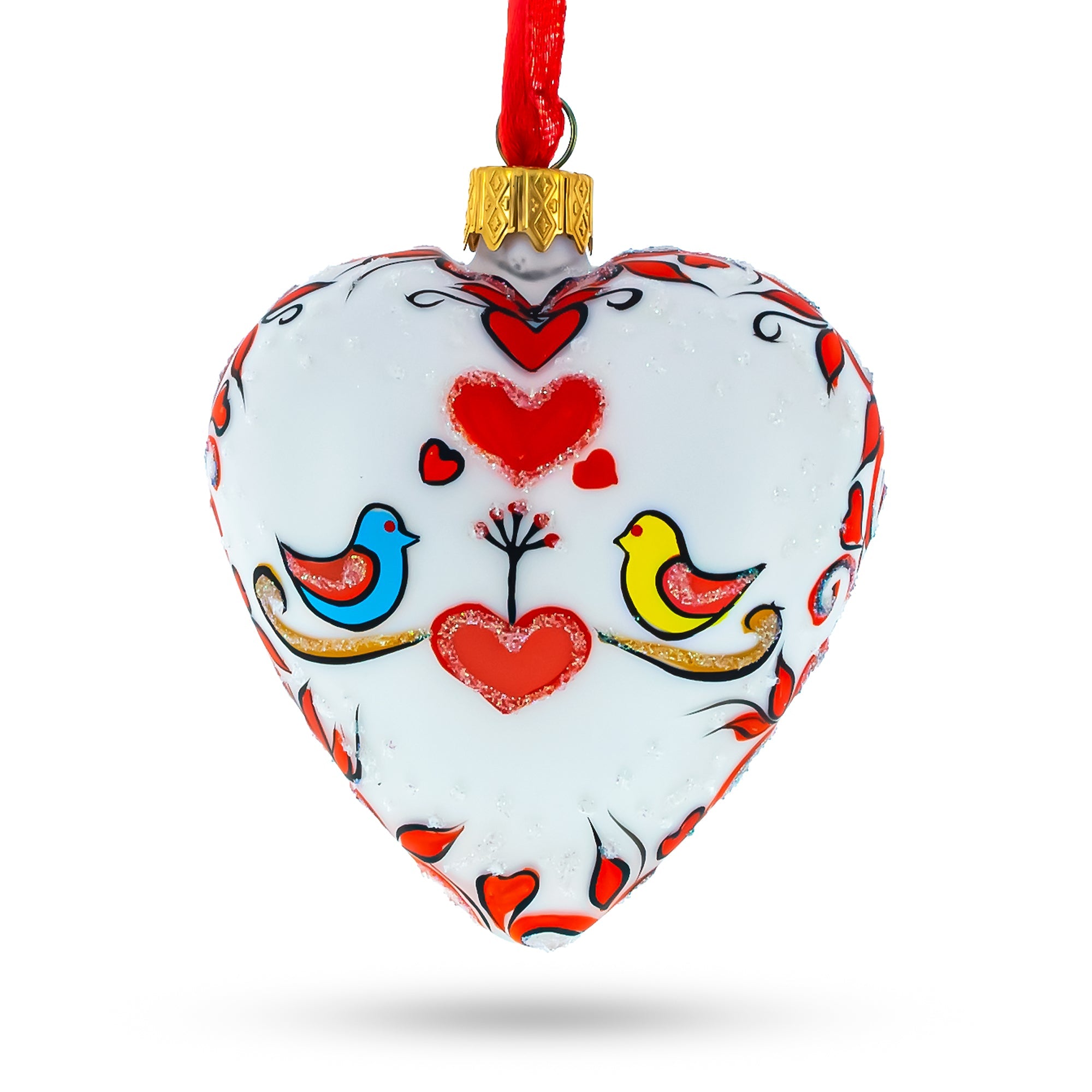 Valentine's Day Heart Shape Glass Christmas Ornament