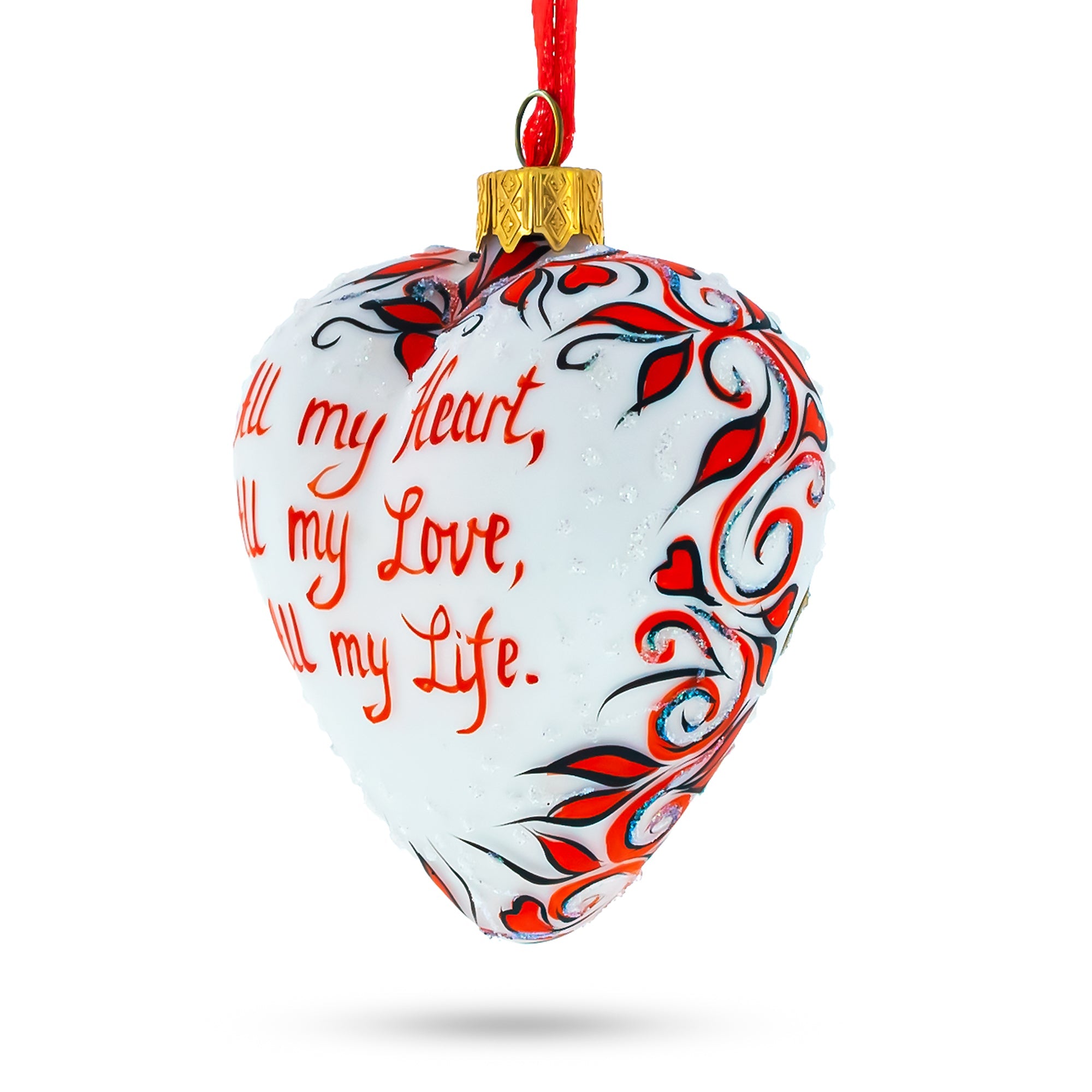 Valentine's Day Heart Shape Glass Christmas Ornament