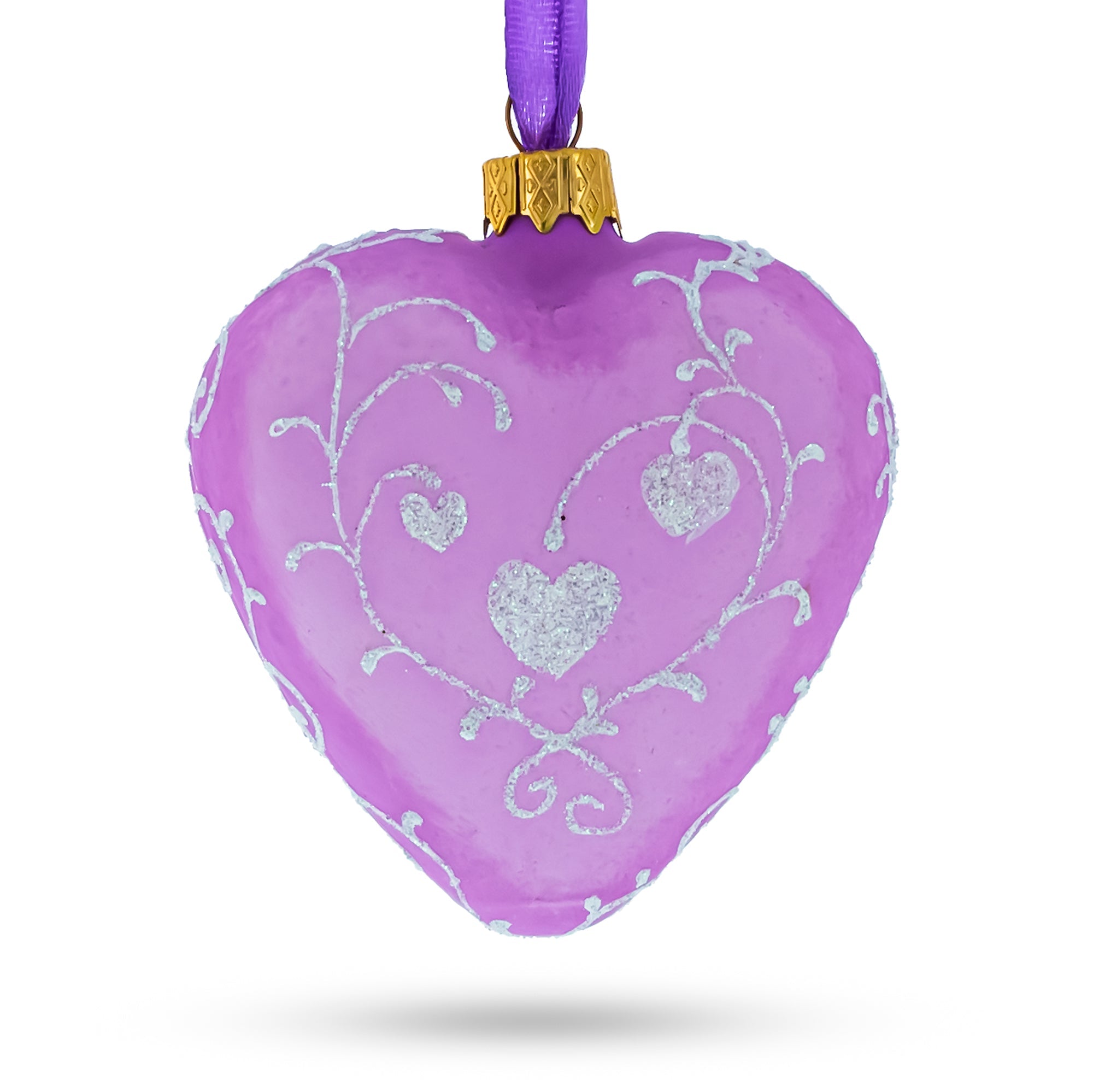 I Love Cats Glass Heart Christmas Ornament