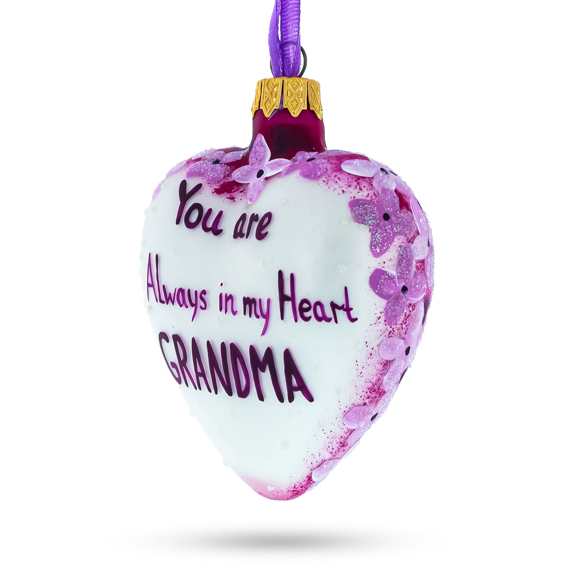 For My Grandma Glass Heart Christmas Ornament