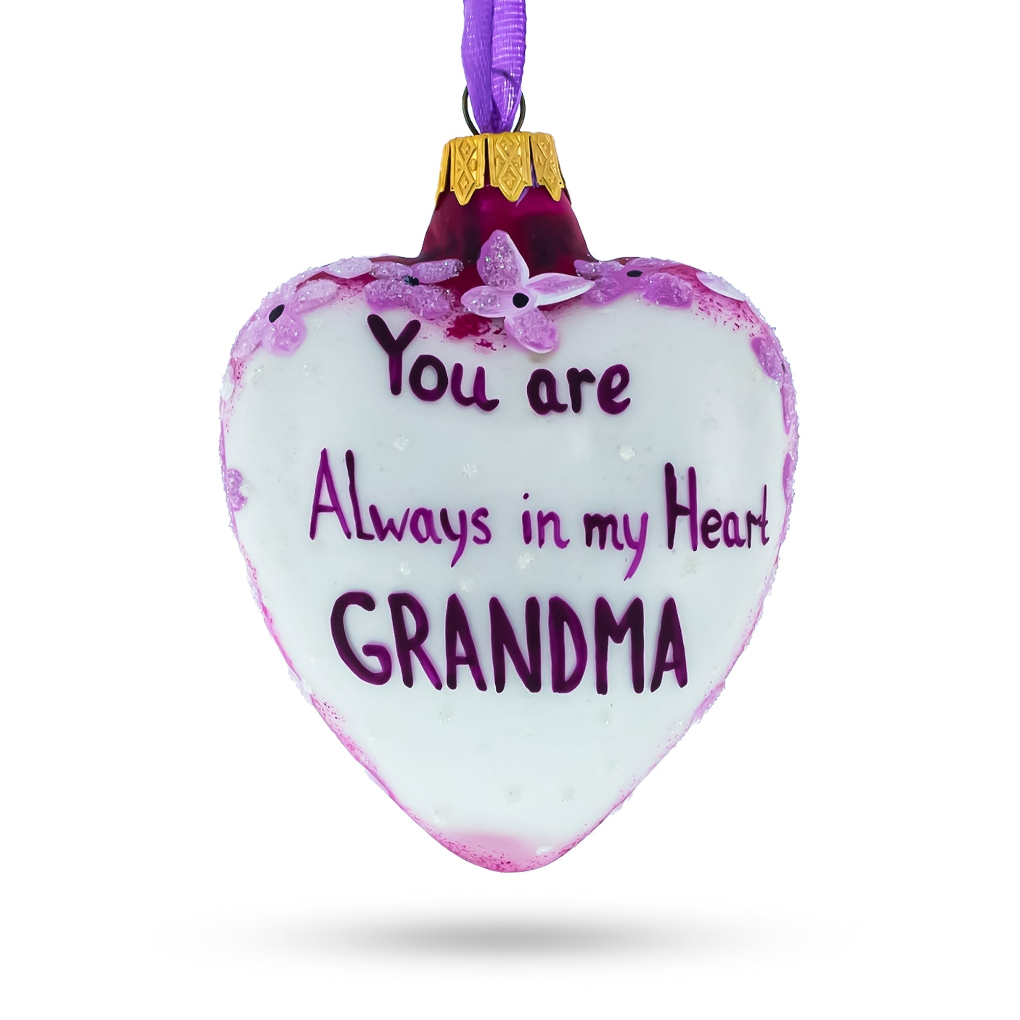 For My Grandma Glass Heart Christmas Ornament