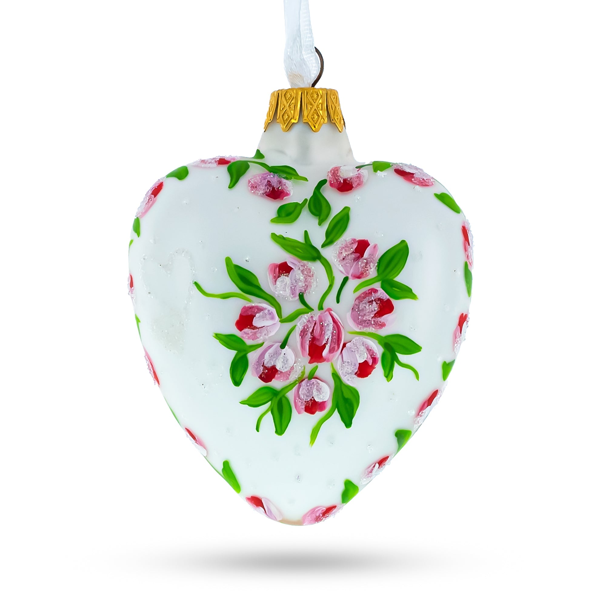 Mother's Day Red Heart Shape Glass Ornament