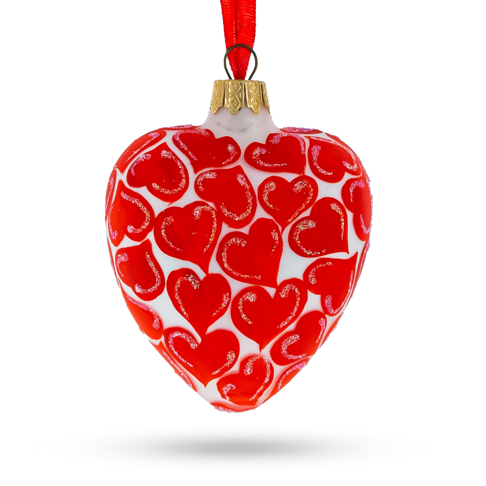 I Love You Glass Heart Christmas Ornament