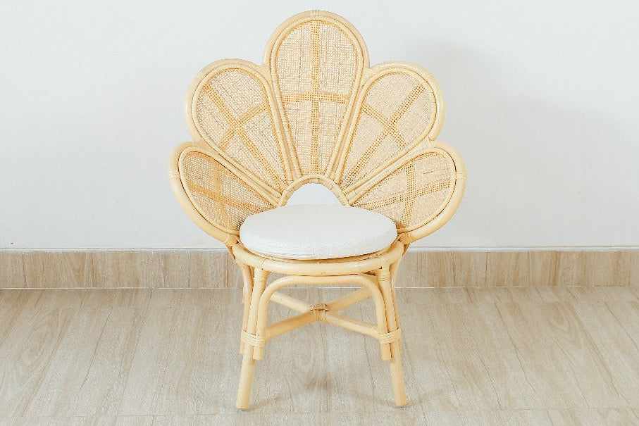 Handmade Rattan Flower Chair For Kids – Blossom Bloom Rattan Chair – Handwoven Flower Chair For Kids And Dolls| Boho Nursery & Playroom Furniture