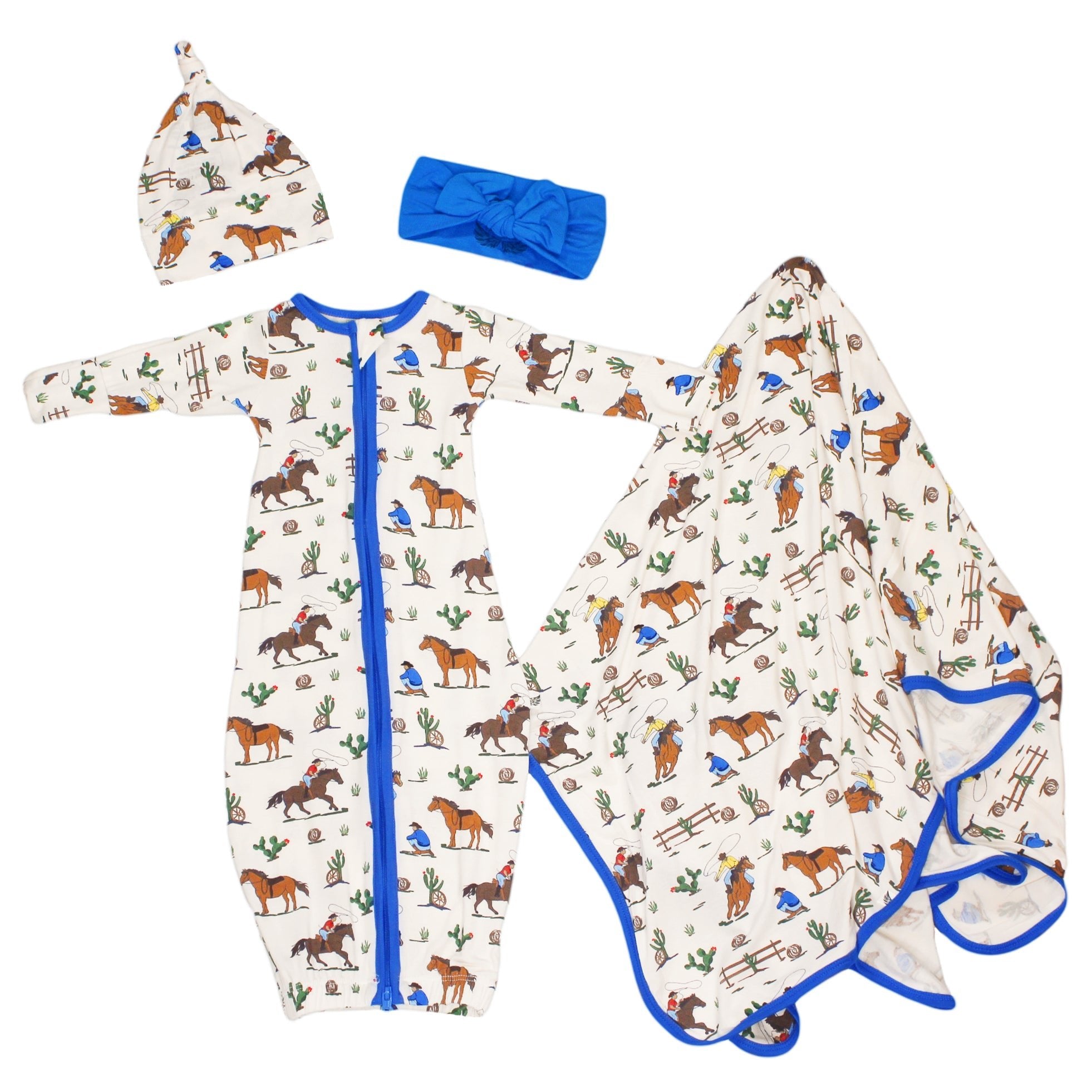 Chasing Stars Cowboys Newborn Gown & Knot Hat Set