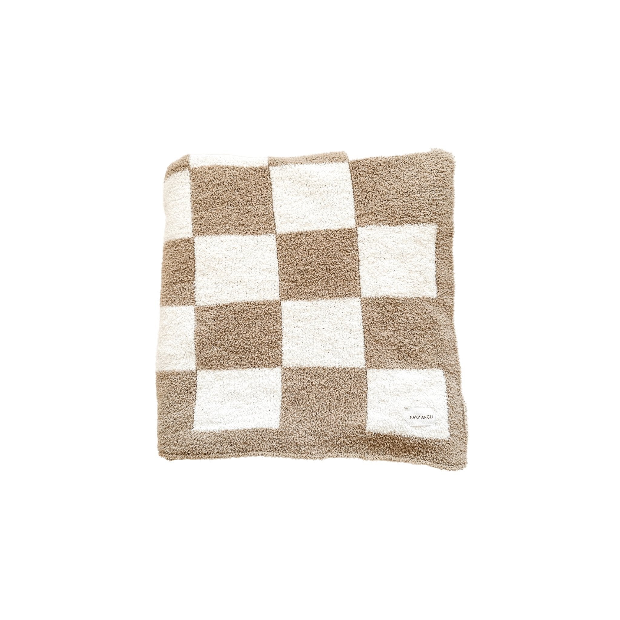 Plush Blanket - Taupe Checker