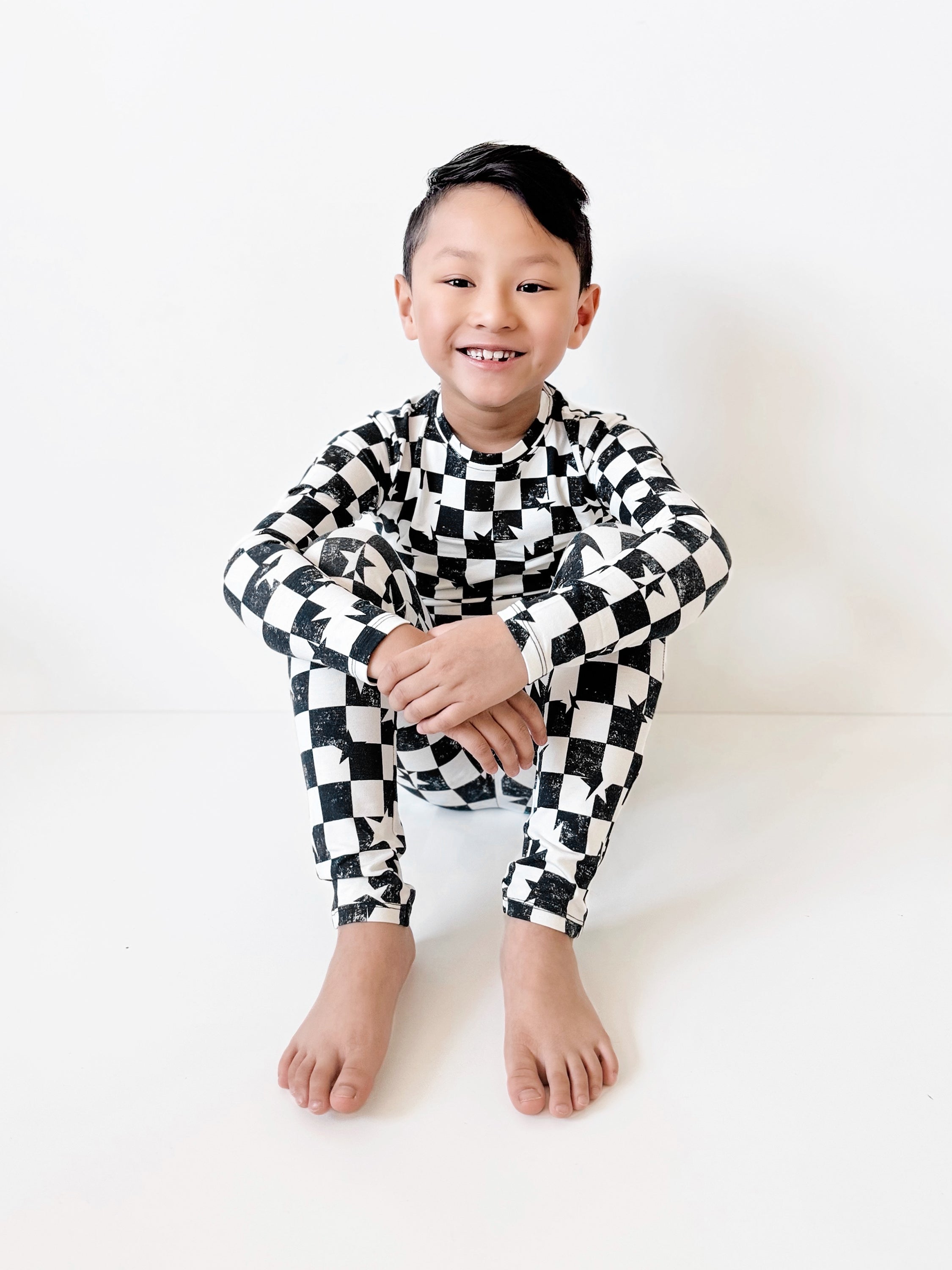 Black & White Checkered Star Two-piece Set