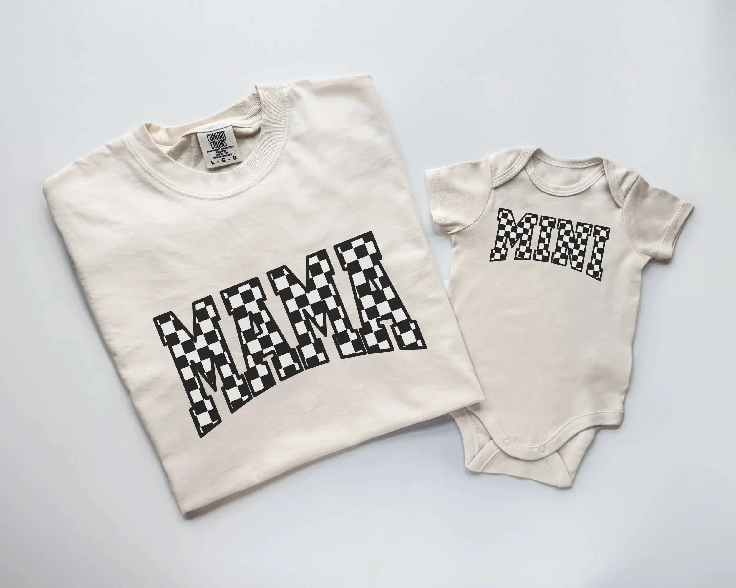 Cream Checkerboard Mama & Mini Matching Set | Mother Daughter Outfits