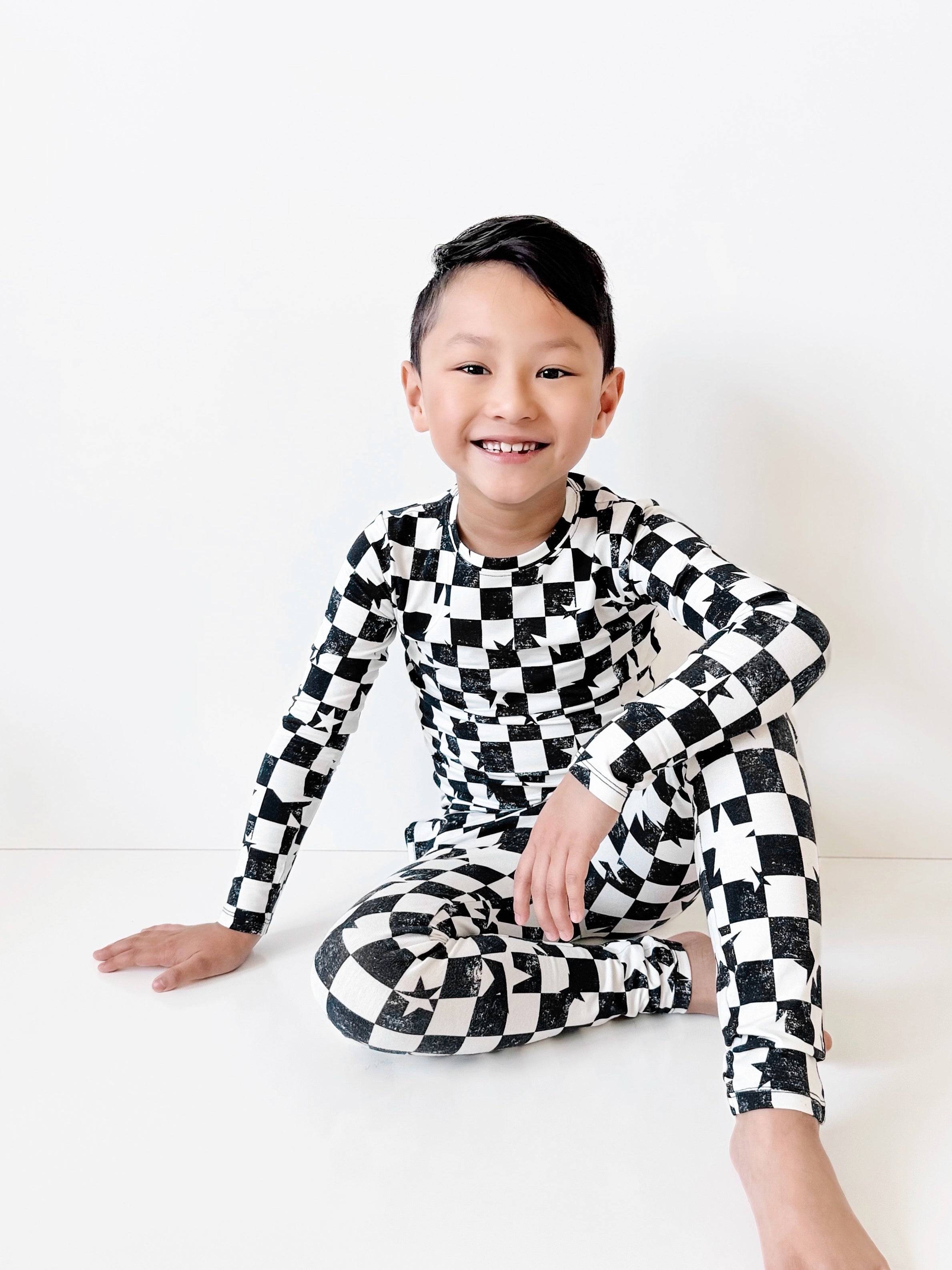 Black & White Checkered Star Two-piece Set