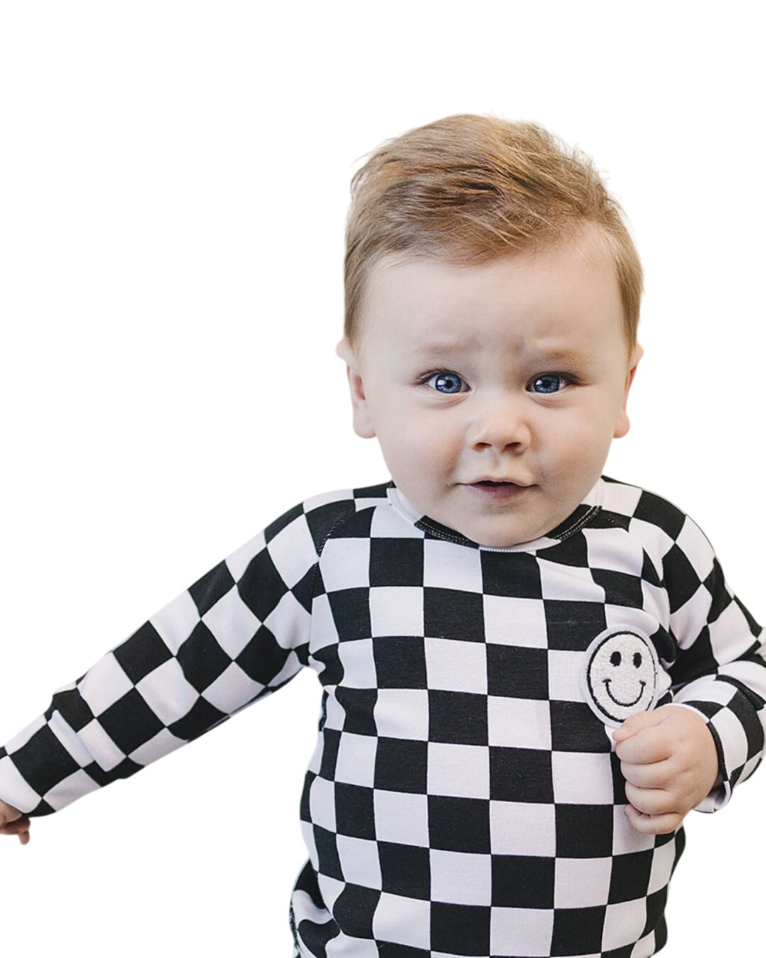 Checkered Smiley Lounge Set | Black