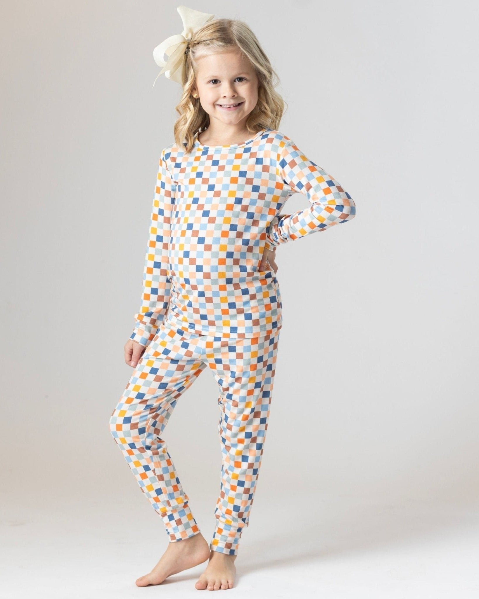 Checkered Bamboo Kids Pajamas