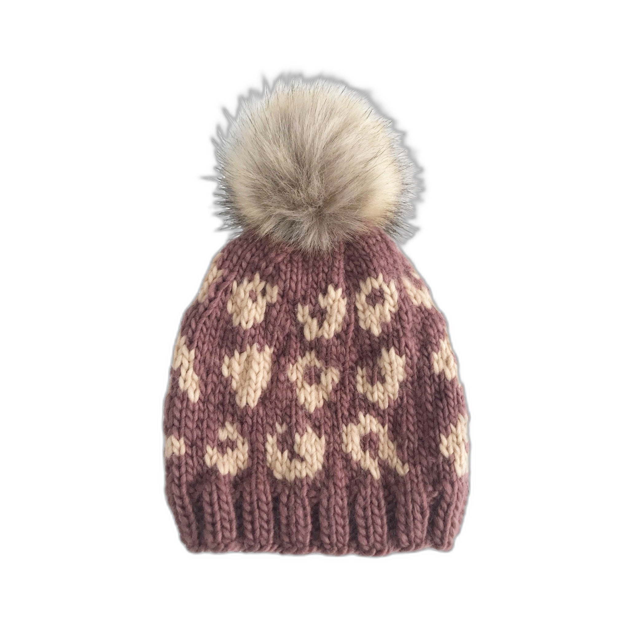 Cheetah Hat, Mauve/latte