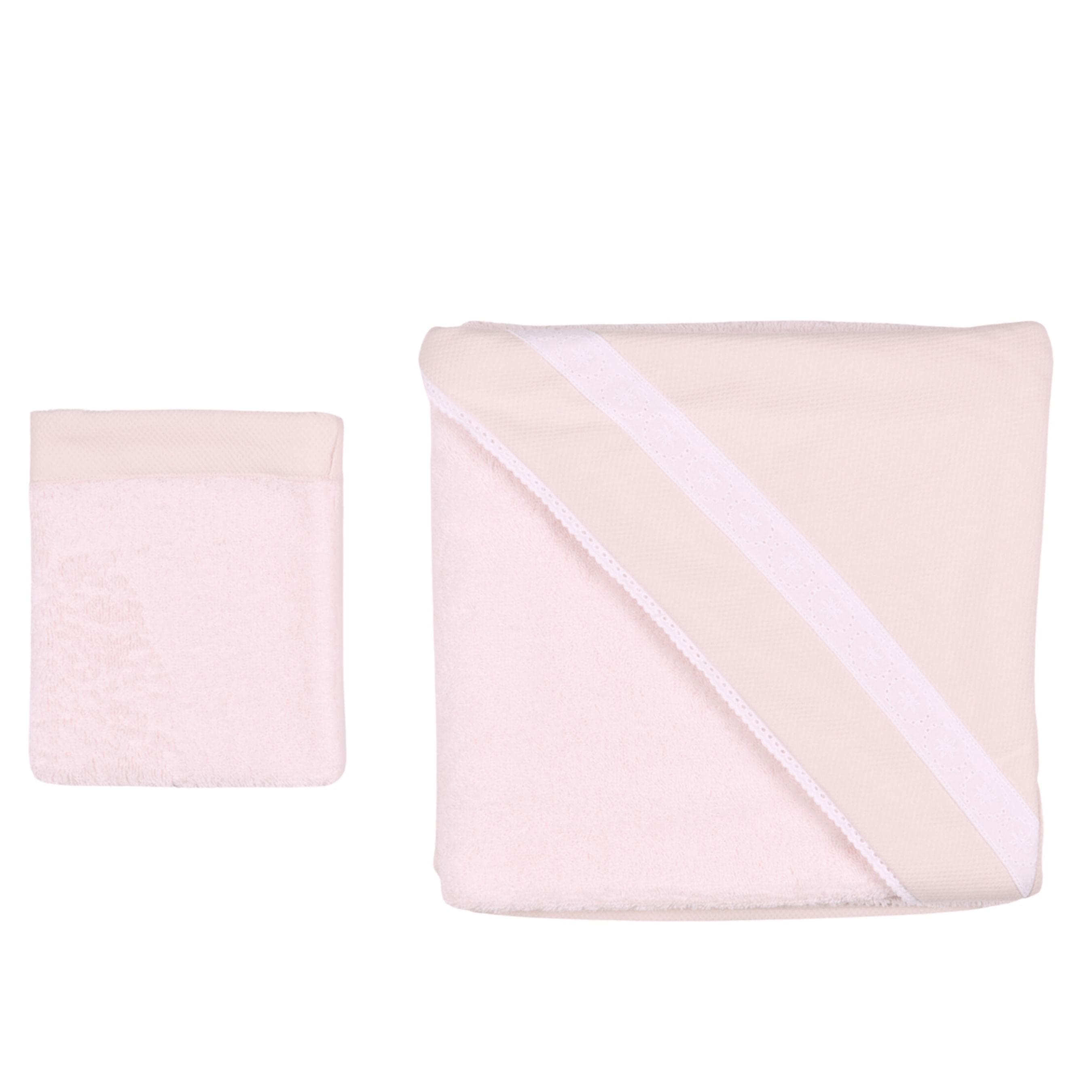 Chely | Girls Light Pink Hooded Towel & Washcloth (2)