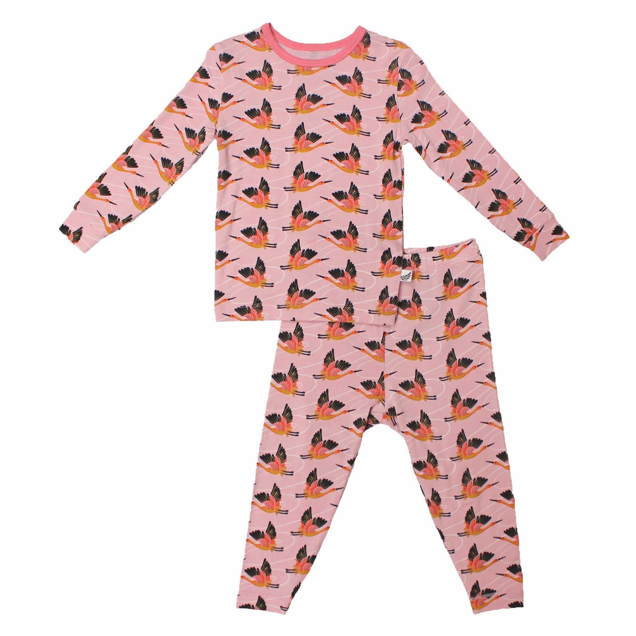 Cherry Blossom Cranes Pajama Set (2t-8y)