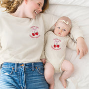 "i Love You Cherry Much" Embroidered Matching Sweatshirts And Baby Outfits