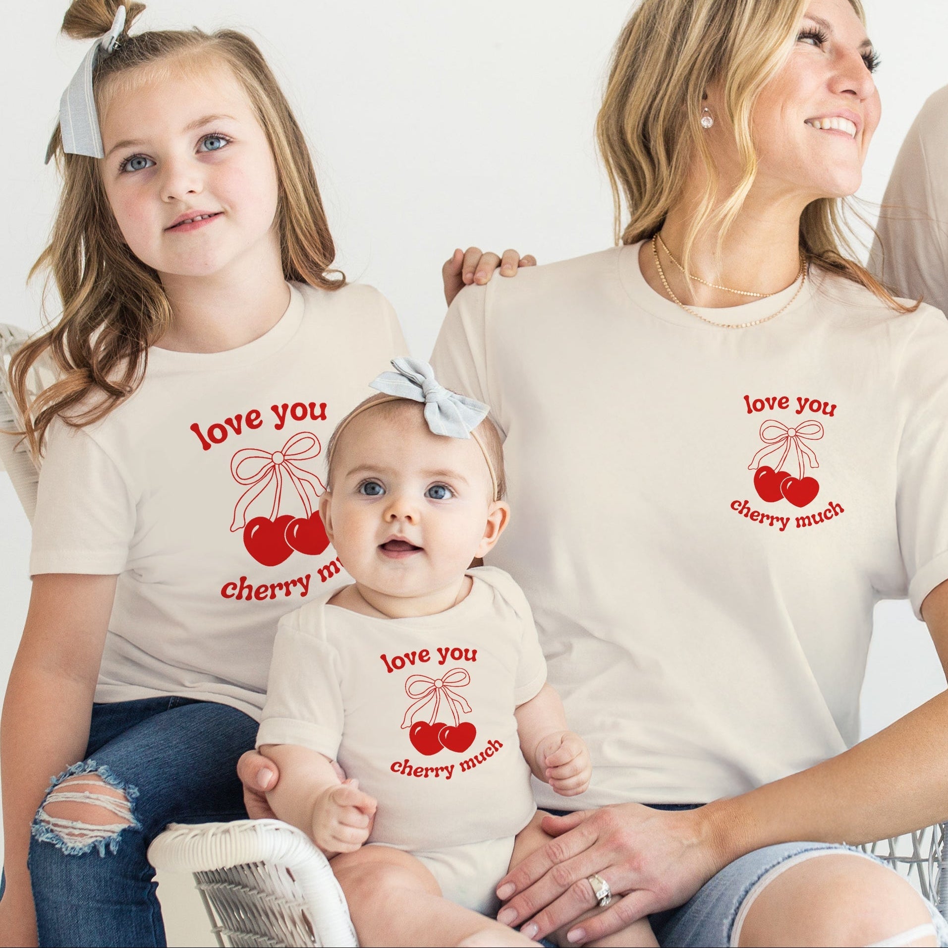 "love You Cherry Much" Matching T-shirts And Baby Outfits