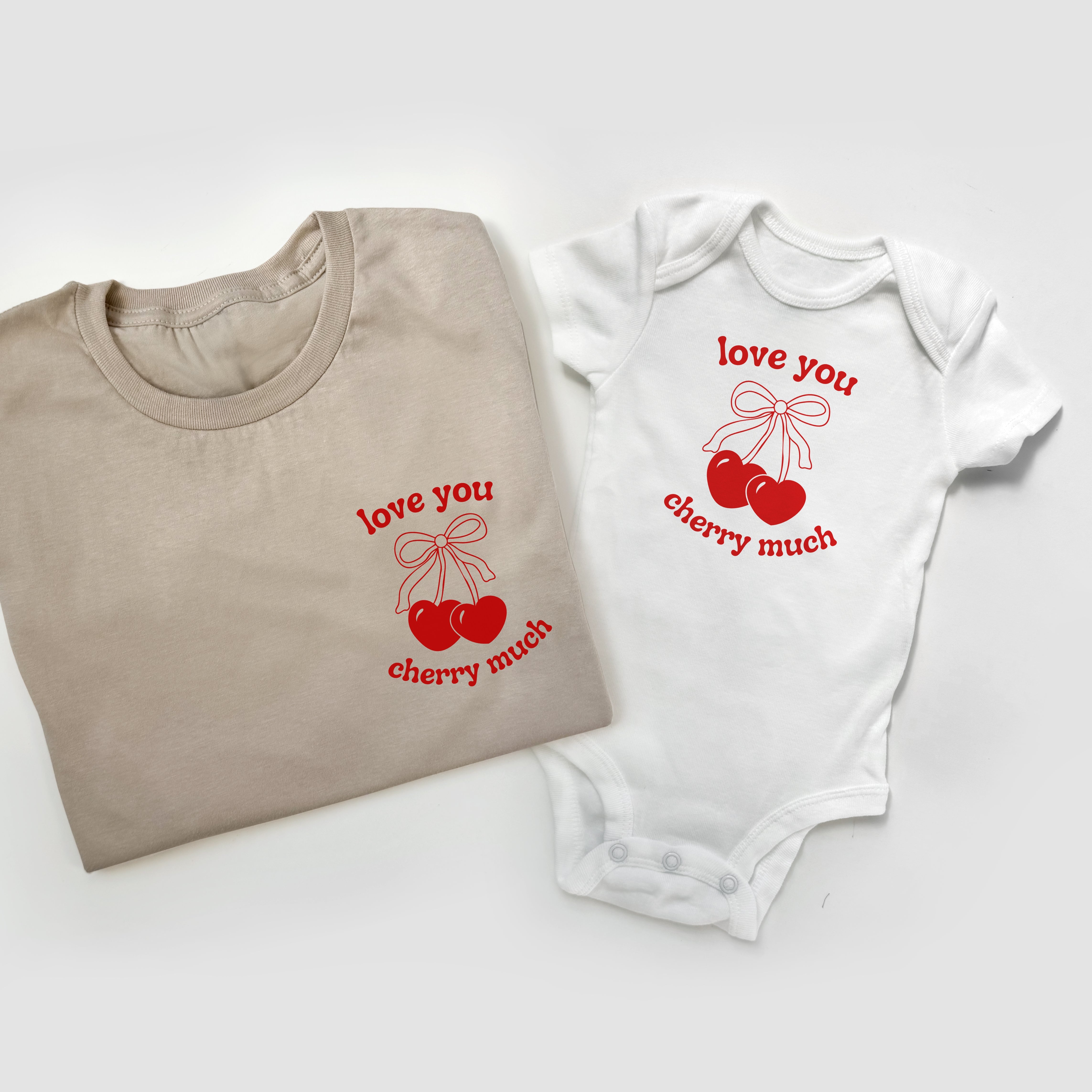 "love You Cherry Much" Matching T-shirts And Baby Outfits