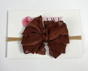 Chestnut | Skinny Mini Nylon Ruffled Baby Headband