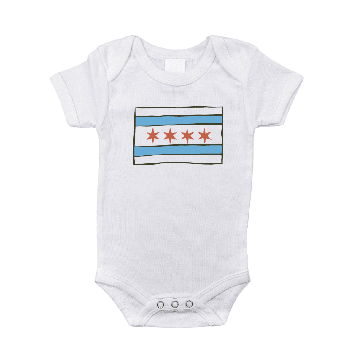 Chicago Flag Baby Gift Bundle Swaddle, Bib, And Onesie
