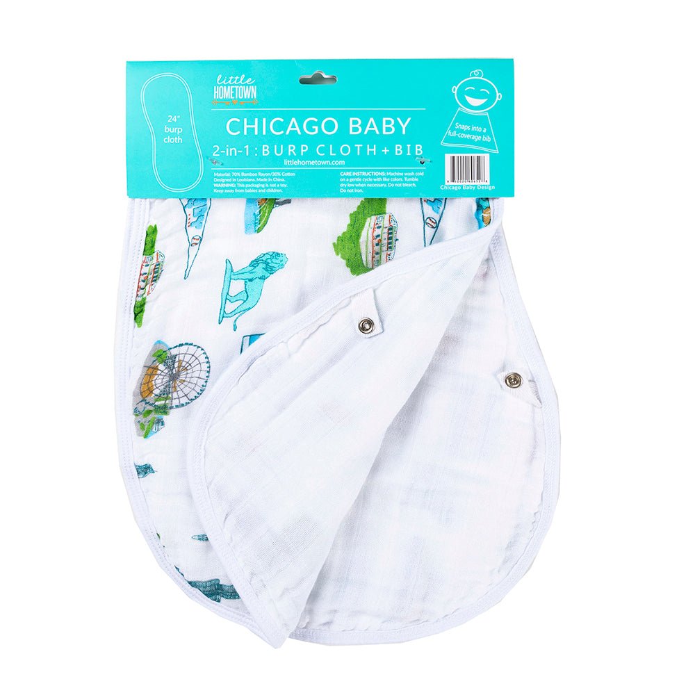 Chicago Foodie Baby Gift Bundle Bamboo Cotton Swaddle, Bib, Onesie