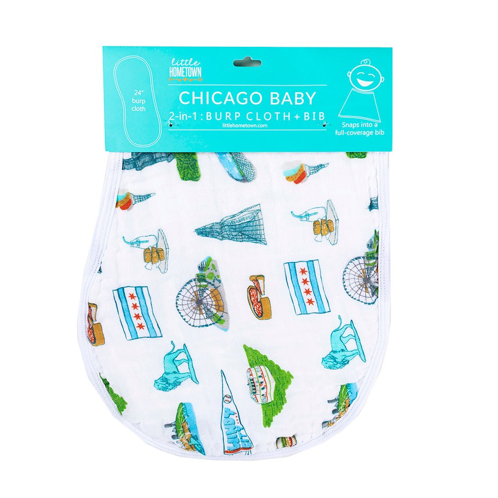 Chicago Foodie Baby Gift Bundle Bamboo Cotton Swaddle, Bib, Onesie