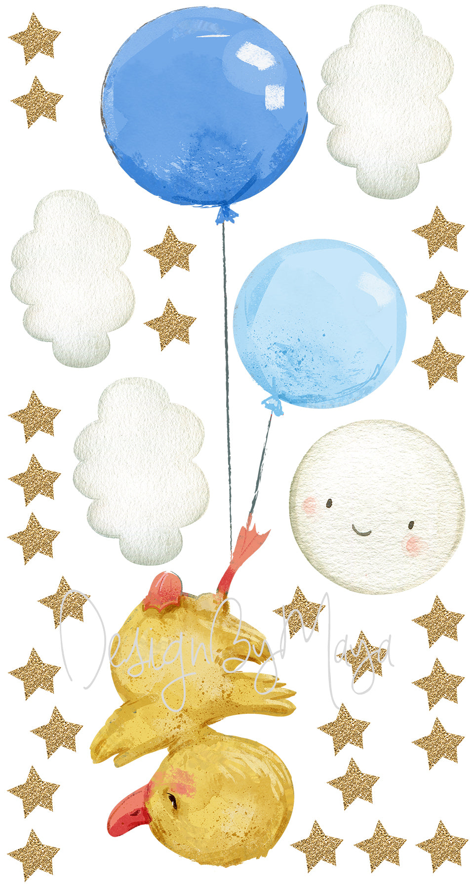 Hot Air Balloons And Planes Set - Fabric Nursery Wall Art Decals