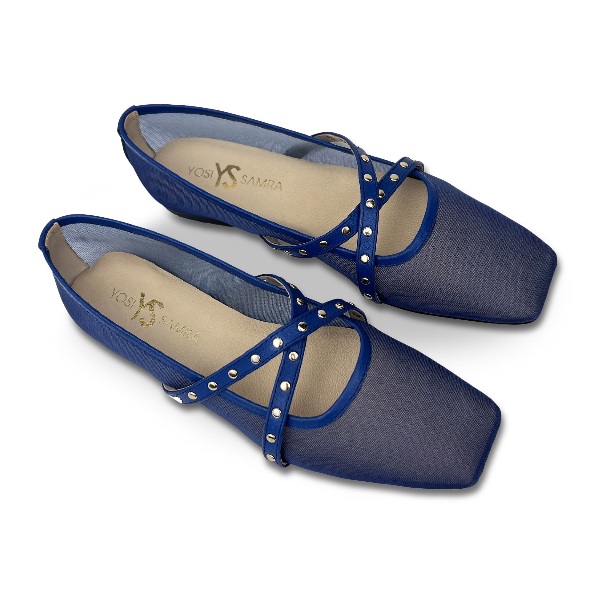 Chloe Ballet Flat In Blue Mesh