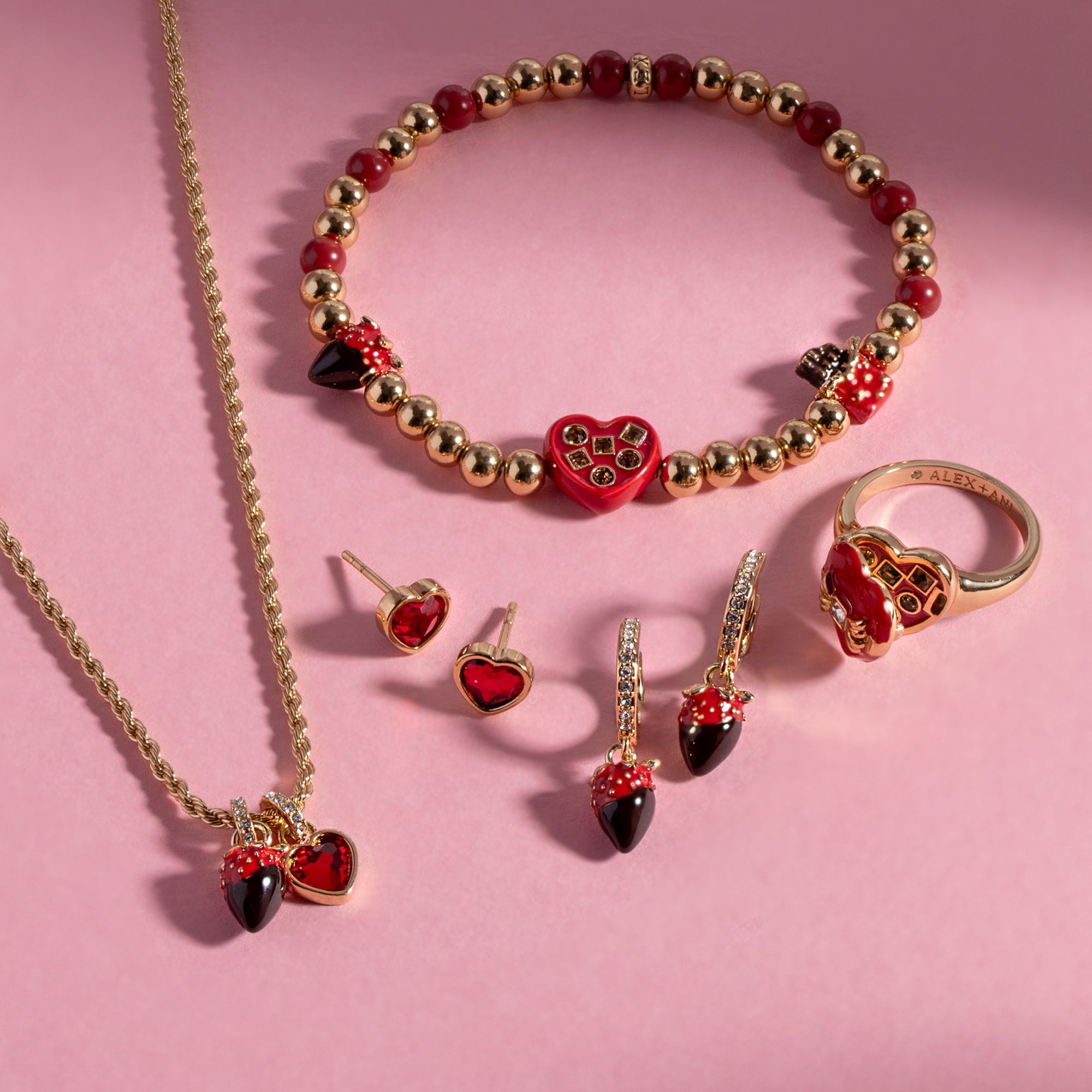Chocolate-covered Strawberry Duo Charm Pendant Necklace