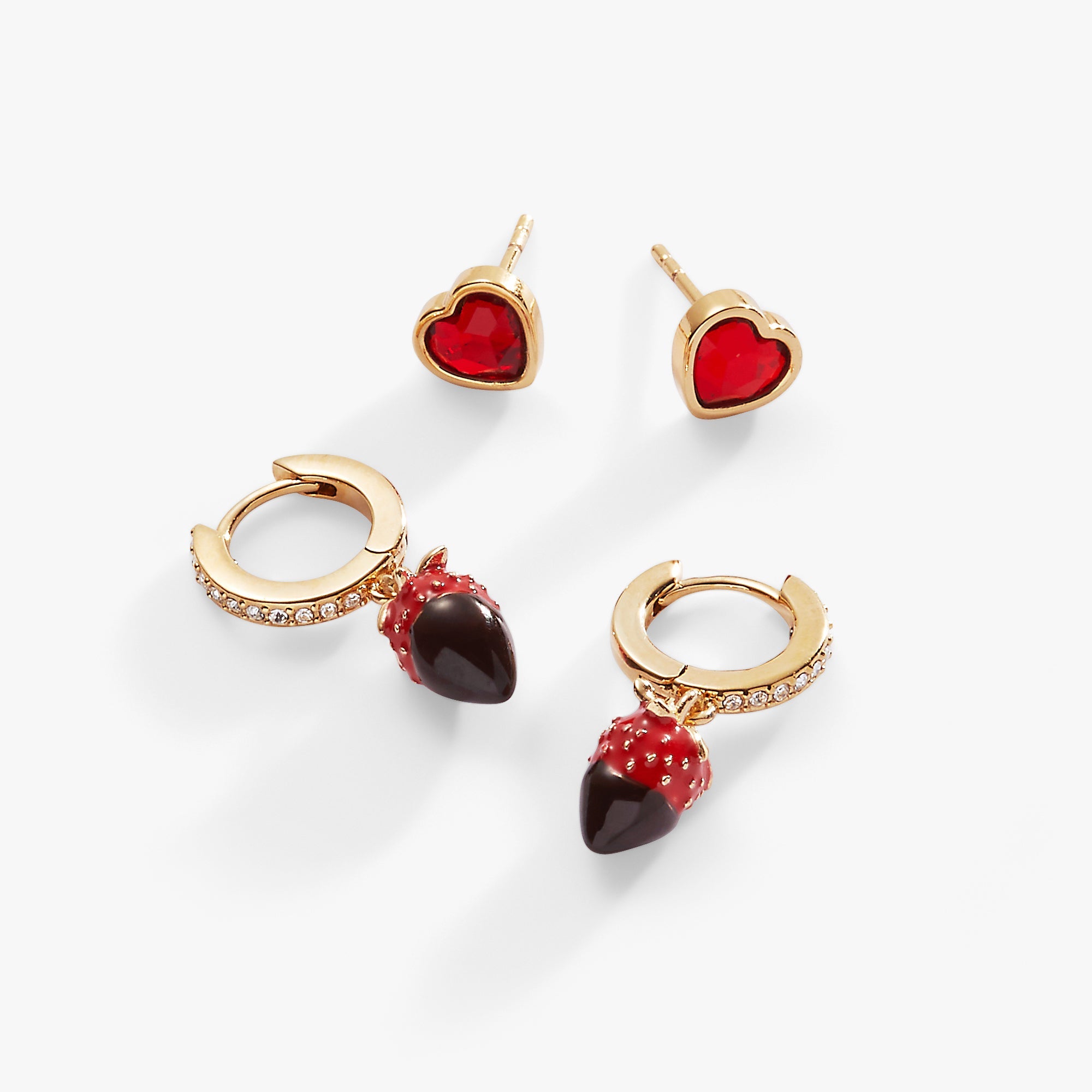 Chocolate-covered Strawberry Earrings Set Of 2