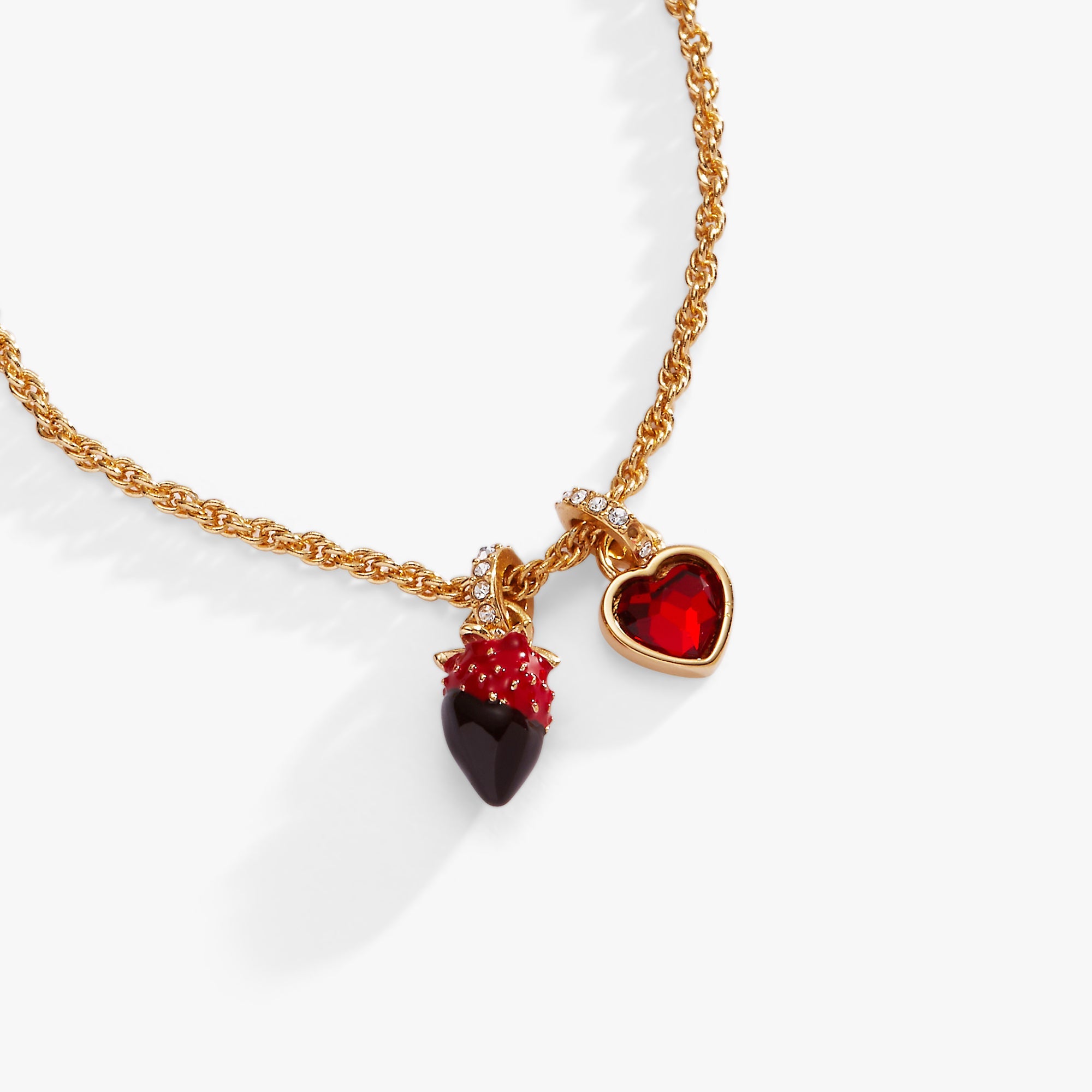 Chocolate-covered Strawberry Duo Charm Pendant Necklace