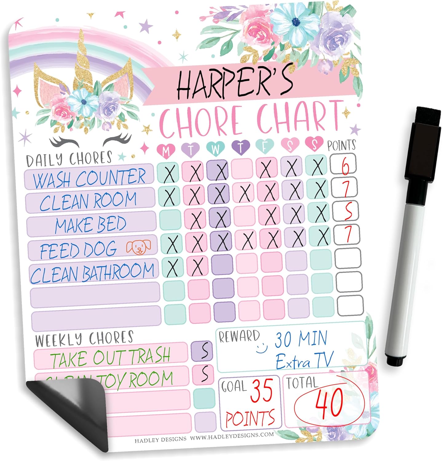 Unicorn Responsibility Chore Chart + Bonus Gifts