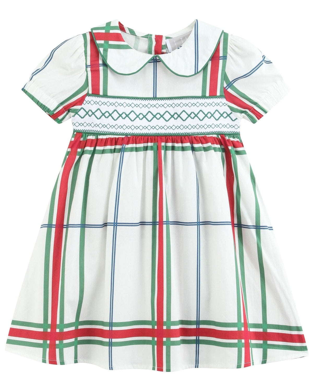 Christmas Plaid Smocked Collar Dress