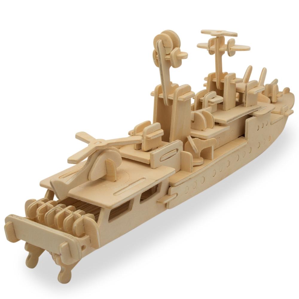 Navy Battleship Destroyer Boat Model Kit Wooden 3d Puzzle 13 Inches Long