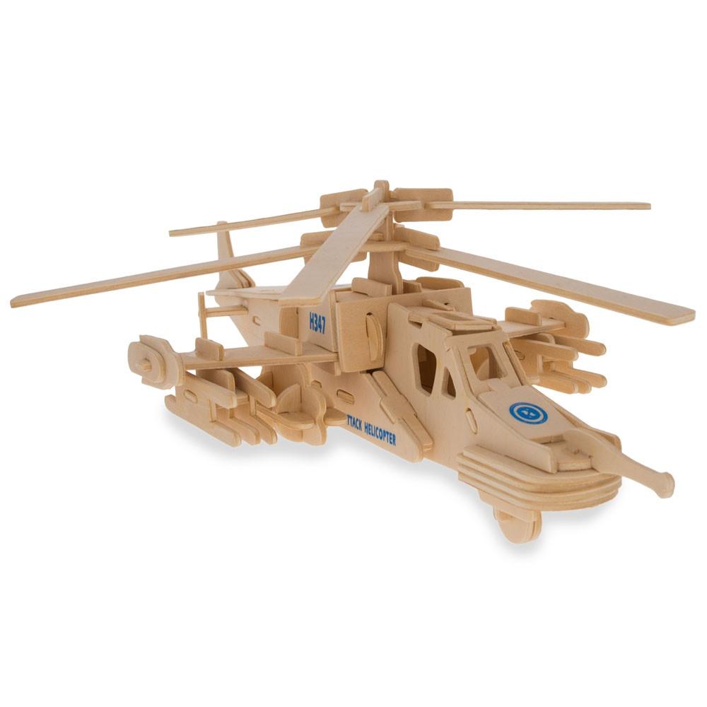 Battle Fighter Helicopter Model Kit Wooden 3d Puzzle