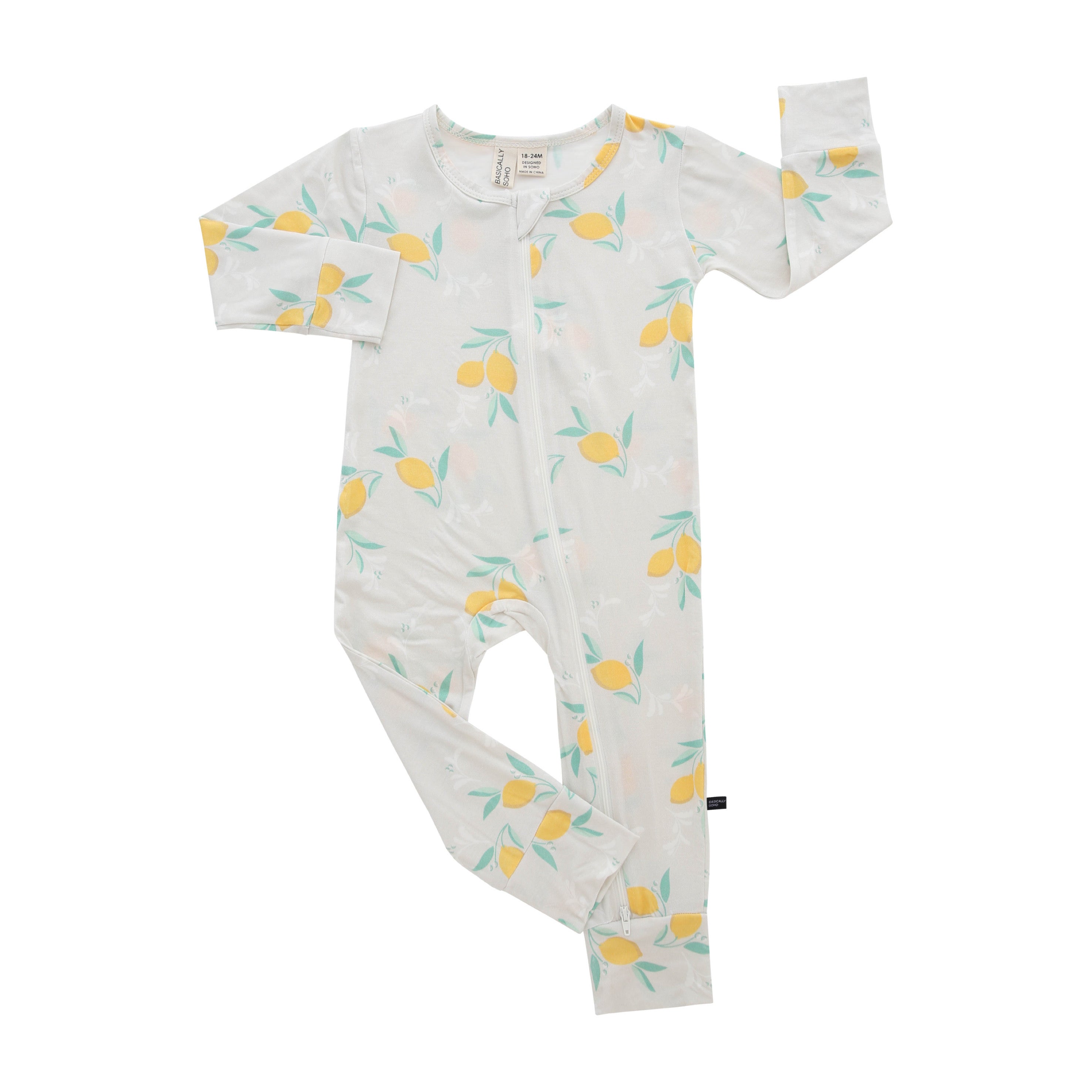 Amalfi Coast Lemon Gray Zippered Romper