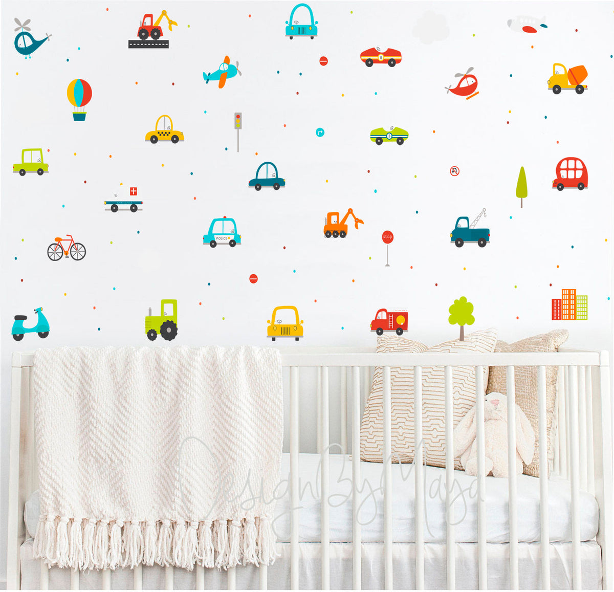 City Transportation Vehicles - Fabric Nursery Wall Art Decals