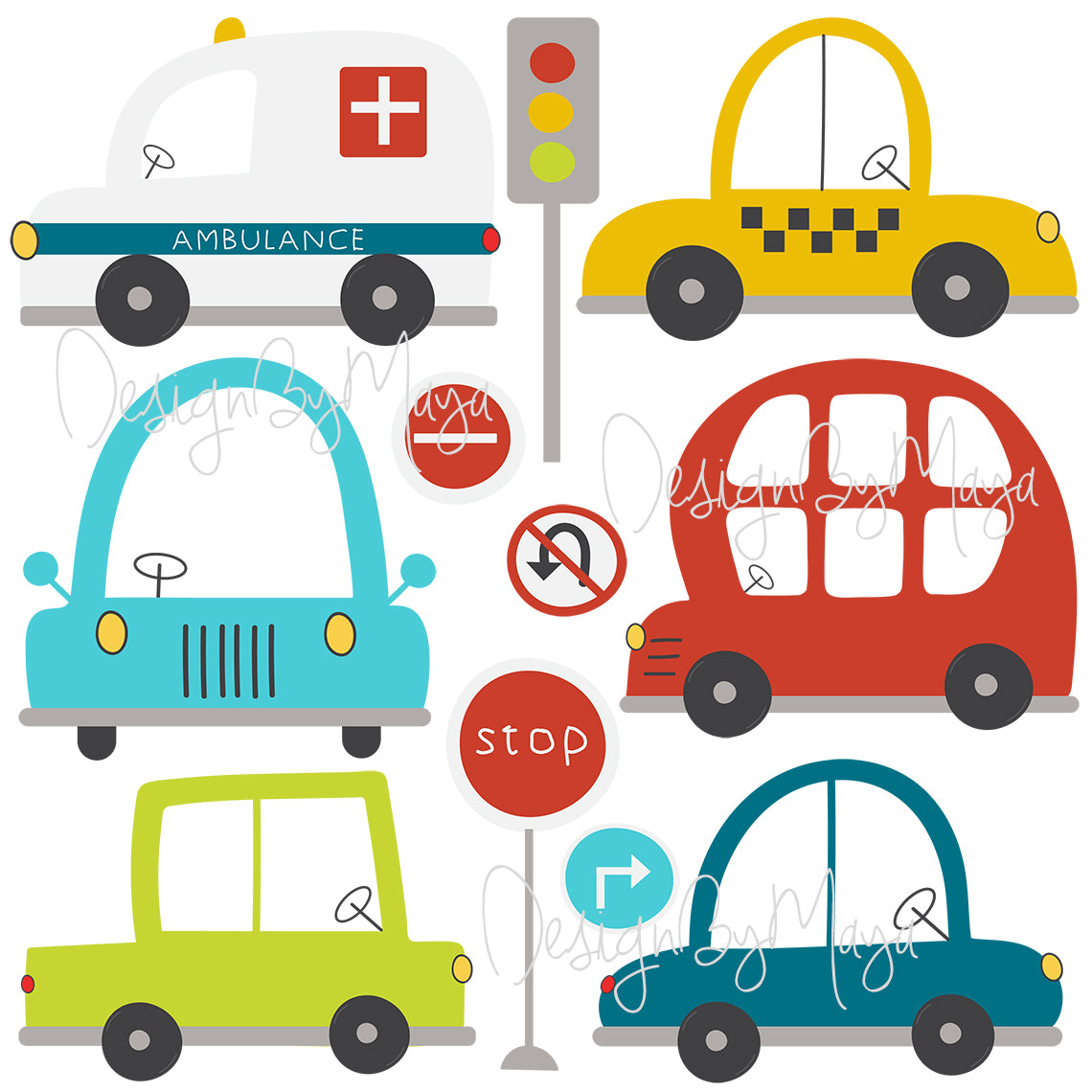 City Transportation Vehicles - Fabric Nursery Wall Art Decals