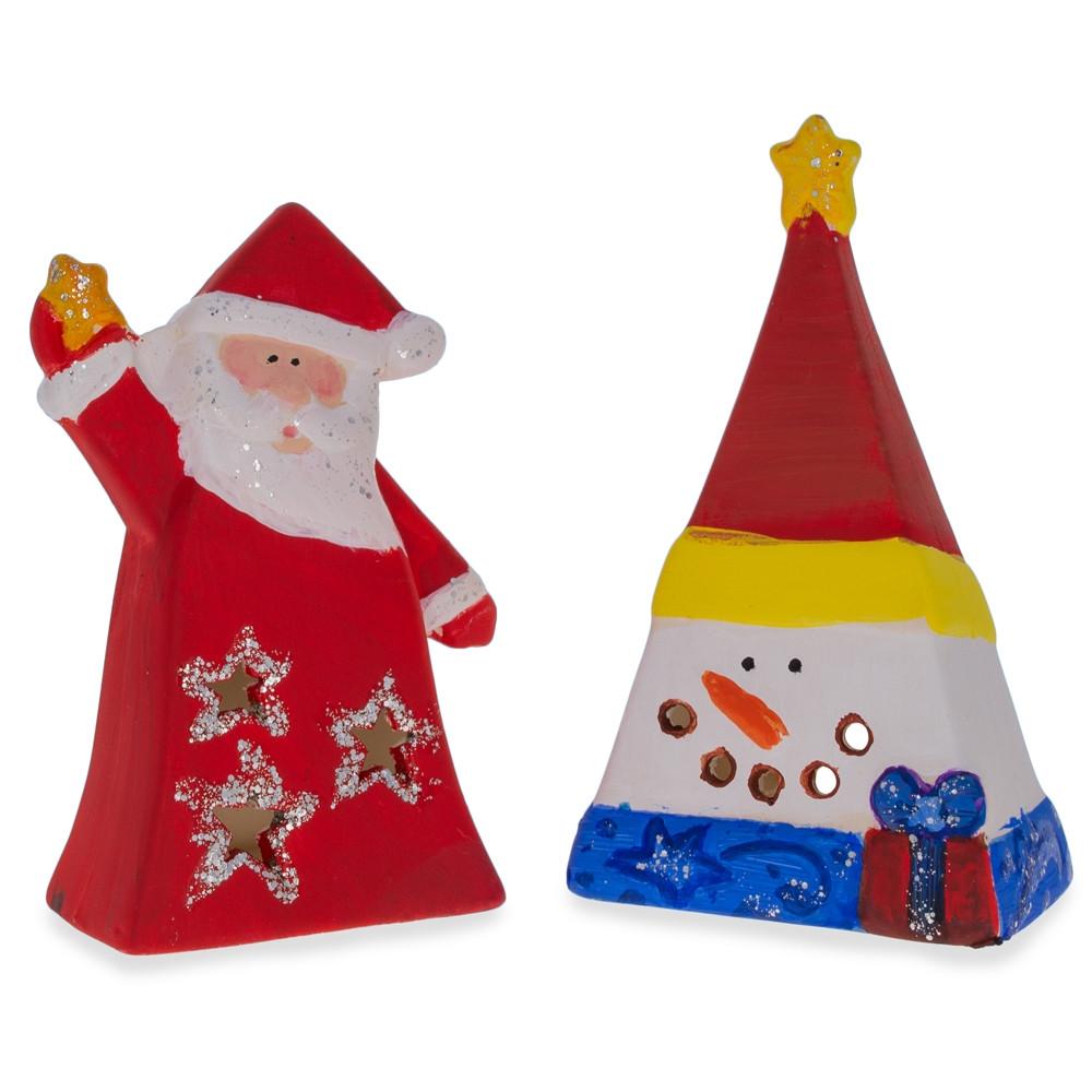 Christmas Diy Craft Kit: 4 White Blank Unfinished Figurines For Painting Your Own Decorations